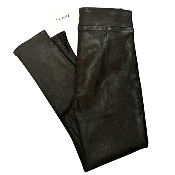 Frame Denim The Jet Set Skinny Crop Denim Noir Coated Black 30-34 (Frame 2) NWT - Picture 2 of 16